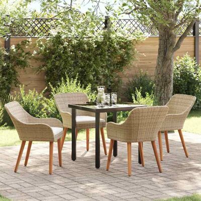 vidaXL Garten Essgruppe mit Kissen 5 pcs Beige Poly-Rattan vidaXL Garten Essgruppe mit Kissen 5 pcs Beige Poly-Rattan