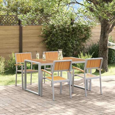 vidaXL Garten Essgruppe 5 pcs Grau Massivholz Akazie vidaXL Garten Essgruppe 5 pcs Grau Massivholz Akazie