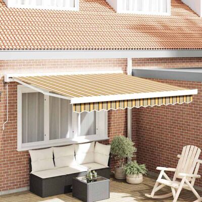 vidaXL Ausziehbare Markise Mehrfarbig 350 x 250 cm Stoff und Metall vidaXL Ausziehbare Markise Mehrfarbig 350 x 250 cm Stoff und Metall