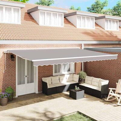 vidaXL Ausziehbare Markise Hellgrau 500 x 350 cm Stoff und Aluminium vidaXL Ausziehbare Markise Hellgrau 500 x 350 cm Stoff und Aluminium