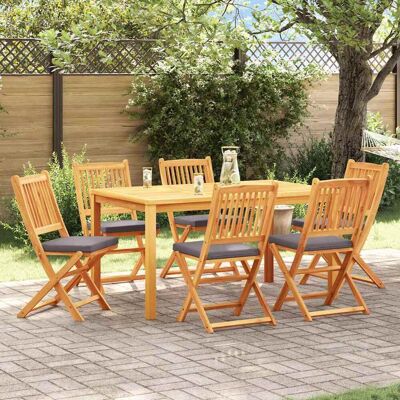 Vidaxl Garten Klappstühle mit Grau Kissen - Gartenstühle Vidaxl Garten Klappstühle mit Grau Kissen - Gartenstühle