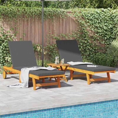 vidaXL Sonnenliege Set aus 2 Braun, Dunkelgrau - Sonnenliege vidaXL Sonnenliege Set aus 2 Braun, Dunkelgrau - Sonnenliege