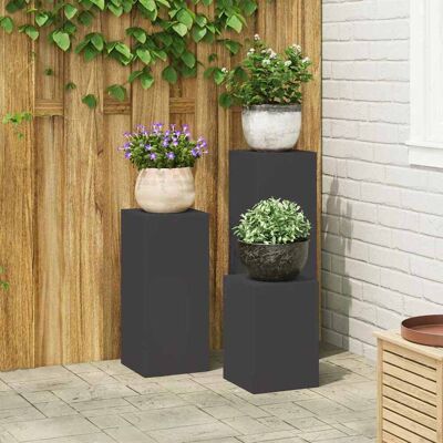 vidaXL Pflanzenständer 3 pcs Schwarz Stahl vidaXL Pflanzenständer 3 pcs Schwarz Stahl