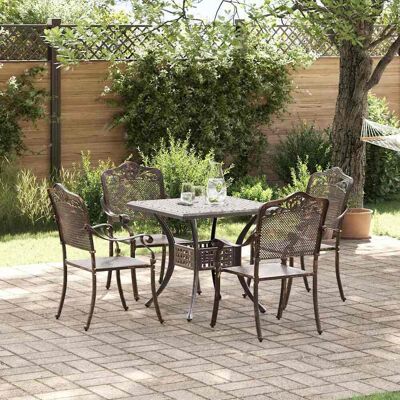 vidaXL Gartentisch Set 5 pcs Bronze Gussaluminium vidaXL Gartentisch Set 5 pcs Bronze Gussaluminium