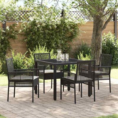 vidaXL Garten Essgruppe 5 pcs Schwarz Poly-Rattan vidaXL Garten Essgruppe 5 pcs Schwarz Poly-Rattan