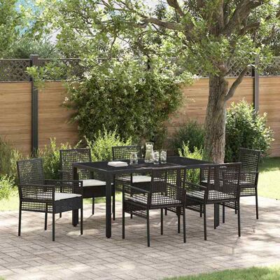 vidaXL Gartentisch-Set - 7 Teile, Kissen, Rattan, Modern - Gartentisch-Set vidaXL Gartentisch-Set - 7 Teile, Kissen, Rattan, Modern - Gartentisch-Set