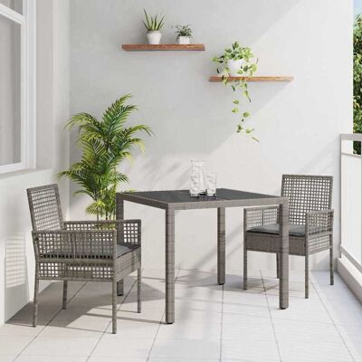 VIDAXL Gartentisch-Set - Modern Grau, Stahlrahmen, 2 Sitze VIDAXL Gartentisch-Set - Modern Grau, Stahlrahmen, 2 Sitze