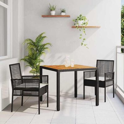 vidaXL Garten Essgruppe 3 pcs Schwarz Poly-Rattan vidaXL Garten Essgruppe 3 pcs Schwarz Poly-Rattan