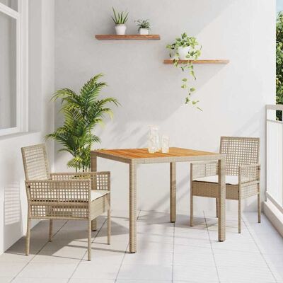 VIDAXL Gartentisch-Set 3-tlg. Beige Rattan VIDAXL Gartentisch-Set 3-tlg. Beige Rattan