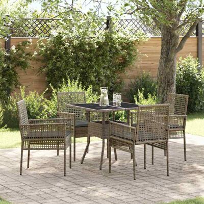 vidaXL Garten Essgruppe 5 pcs Grau Poly-Rattan vidaXL Garten Essgruppe 5 pcs Grau Poly-Rattan