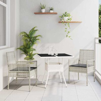 vidaXL Garten Essgruppe 3 pcs Hellgrau Poly-Rattan vidaXL Garten Essgruppe 3 pcs Hellgrau Poly-Rattan