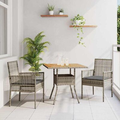 vidaXL Garten Essgruppe 3 pcs Grau Poly-Rattan vidaXL Garten Essgruppe 3 pcs Grau Poly-Rattan