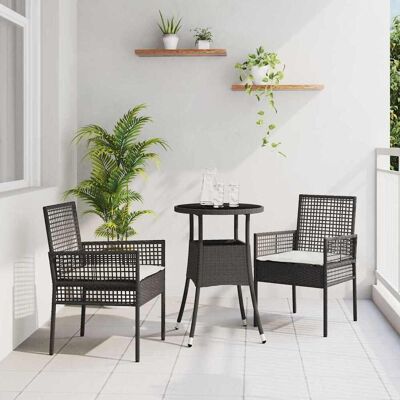 vidaXL Garten Essgruppe 3 pcs Schwarz Poly-Rattan vidaXL Garten Essgruppe 3 pcs Schwarz Poly-Rattan