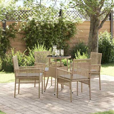 Vidaxl Gartentisch-Set - Modern Beige & Grau - 4 Stühle - Außen Vidaxl Gartentisch-Set - Modern Beige & Grau - 4 Stühle - Außen