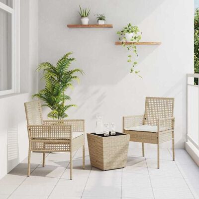 vidaXL Garten Bistro Set 3 pcs Beige Poly-Rattan vidaXL Garten Bistro Set 3 pcs Beige Poly-Rattan