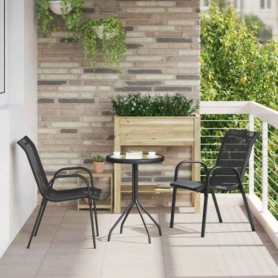 vidaXL Garten Bistro Set 3 pcs Schwarz Stahl vidaXL Garten Bistro Set 3 pcs Schwarz Stahl