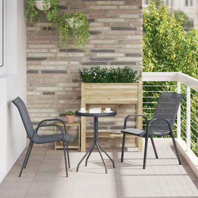 vidaXL Garten Bistro Set 3 pcs Grau Stahl vidaXL Garten Bistro Set 3 pcs Grau Stahl