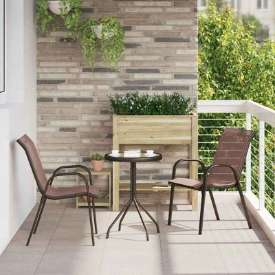 vidaXL Garten Bistro Set 3 pcs Braun Stahl vidaXL Garten Bistro Set 3 pcs Braun Stahl