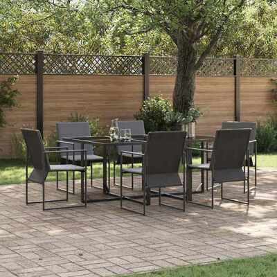 vidaXL Garten Essgruppe 7 pcs Schwarz Stahl vidaXL Garten Essgruppe 7 pcs Schwarz Stahl