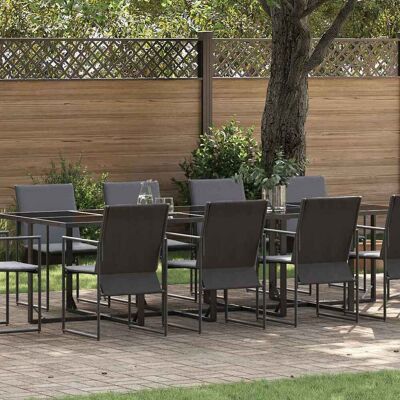 vidaXL Garten Essgruppe 11 pcs Schwarz Stahl vidaXL Garten Essgruppe 11 pcs Schwarz Stahl
