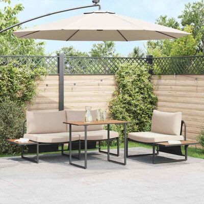 vidaXL Set aus 2 Taupe Pulverbeschichteter Stahl Mittel Gartentischset Taupe - Gartenmöbel vidaXL Set aus 2 Taupe Pulverbeschichteter Stahl Mittel Gartentischset Taupe - Gartenmöbel