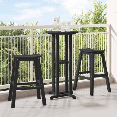 vidaXL Garten Bar Set 3 pcs Schwarz HDPE vidaXL Garten Bar Set 3 pcs Schwarz HDPE