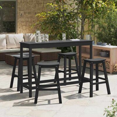 vidaXL Garten Bar Set 4 pcs Schwarz HDPE vidaXL Garten Bar Set 4 pcs Schwarz HDPE