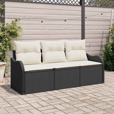 vidaXL Gartensofa-set mit Kissen 3 pcs Schwarz Poly-Rattan vidaXL Gartensofa-set mit Kissen 3 pcs Schwarz Poly-Rattan