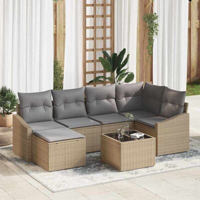 vidaXL Garten Essgruppe mit Kissen 7 pcs Beige und Hellgrau vidaXL Garten Essgruppe mit Kissen 7 pcs Beige und Hellgrau