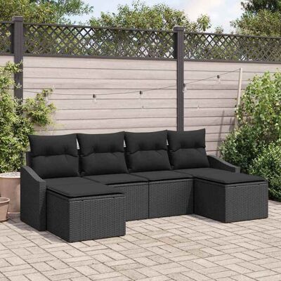 vidaXL Garten Essgruppe mit Kissen mit Speicher 6 pcs Schwarz vidaXL Garten Essgruppe mit Kissen mit Speicher 6 pcs Schwarz