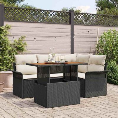 vidaXL Garten-Sofa-Set mit Speicher 5 pcs Schwarz Poly Rattan vidaXL Garten-Sofa-Set mit Speicher 5 pcs Schwarz Poly Rattan