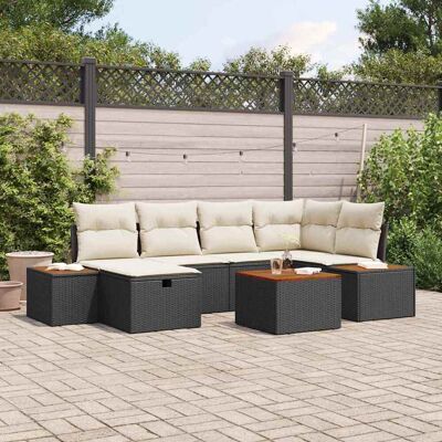 vidaXL Garten-Sofa-Set 7 pcs Schwarz 55 x 62 x 69 cm Poly Rattan vidaXL Garten-Sofa-Set 7 pcs Schwarz 55 x 62 x 69 cm Poly Rattan