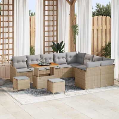 vidaXL Gartensofa-set mit Kissen 12 pcs Beige Poly-Rattan vidaXL Gartensofa-set mit Kissen 12 pcs Beige Poly-Rattan