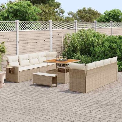 vidaXL Gartensofa-set mit Kissen 11 pcs Beige und Creme Poly-Rattan vidaXL Gartensofa-set mit Kissen 11 pcs Beige und Creme Poly-Rattan