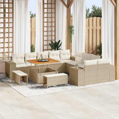 vidaXL Gartensofa-set mit Kissen 13 pcs Beige und Creme Poly-Rattan vidaXL Gartensofa-set mit Kissen 13 pcs Beige und Creme Poly-Rattan