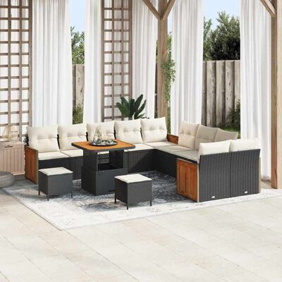vidaXL Gartensofa-set mit Kissen 17 pcs Schwarz und Creme Poly-Rattan vidaXL Gartensofa-set mit Kissen 17 pcs Schwarz und Creme Poly-Rattan