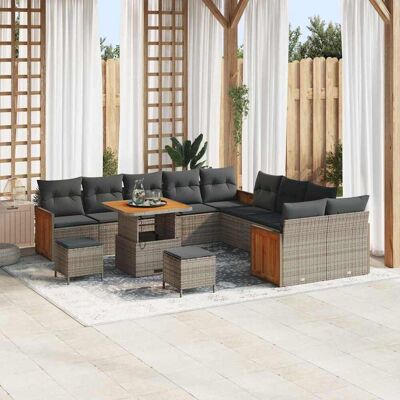 vidaXL Gartensofa-set mit Kissen 17 pcs Grau Poly-Rattan vidaXL Gartensofa-set mit Kissen 17 pcs Grau Poly-Rattan