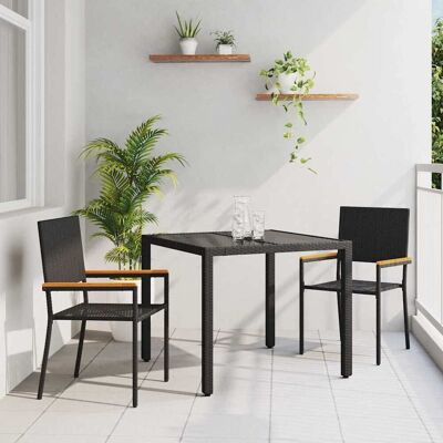 vidaXL Garten Essgruppe 3 pcs Schwarz Poly-Rattan vidaXL Garten Essgruppe 3 pcs Schwarz Poly-Rattan