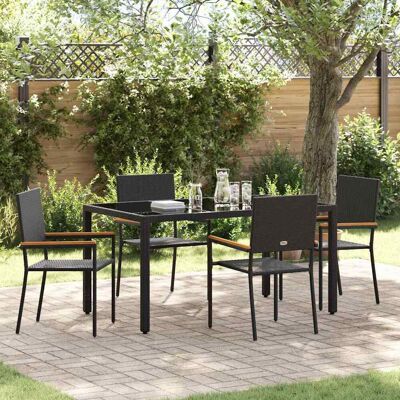 vidaXL Garten Essgruppe 5 pcs Schwarz Poly-Rattan vidaXL Garten Essgruppe 5 pcs Schwarz Poly-Rattan