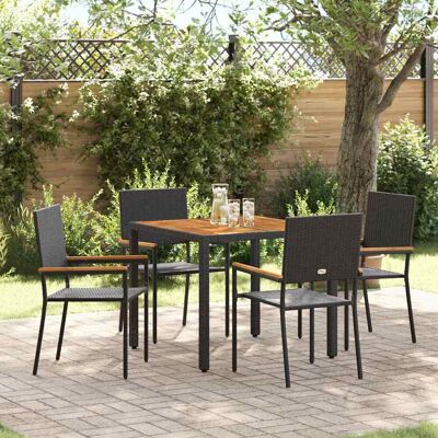 vidaXL Garten Essgruppe 5 pcs Schwarz Poly-Rattan vidaXL Garten Essgruppe 5 pcs Schwarz Poly-Rattan