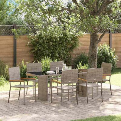 vidaXL Garten Essgruppe 7 pcs Grau Poly-Rattan vidaXL Garten Essgruppe 7 pcs Grau Poly-Rattan