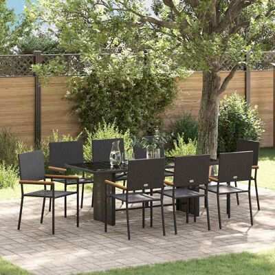 vidaXL Garten Essgruppe 9 pcs Schwarz Poly-Rattan vidaXL Garten Essgruppe 9 pcs Schwarz Poly-Rattan