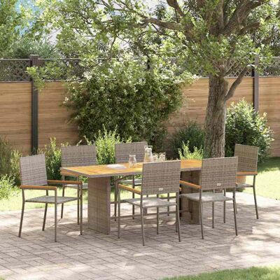 vidaXL Garten Essgruppe 7 pcs Grau Poly-Rattan vidaXL Garten Essgruppe 7 pcs Grau Poly-Rattan
