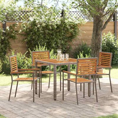 vidaXL Garten Essgruppe 5 pcs Grau und Braun Poly-Rattan vidaXL Garten Essgruppe 5 pcs Grau und Braun Poly-Rattan