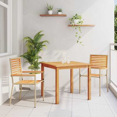 vidaXL Garten Essgruppe 3 pcs Beige Massivholz Akazie vidaXL Garten Essgruppe 3 pcs Beige Massivholz Akazie