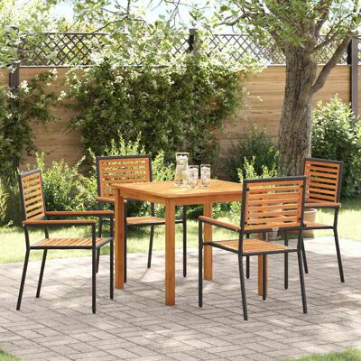 vidaXL Garten Essgruppe 5 pcs Schwarz Massivholz Akazie vidaXL Garten Essgruppe 5 pcs Schwarz Massivholz Akazie
