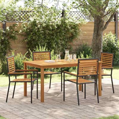 vidaXL Garten Essgruppe 5 pcs Schwarz Massivholz Akazie vidaXL Garten Essgruppe 5 pcs Schwarz Massivholz Akazie