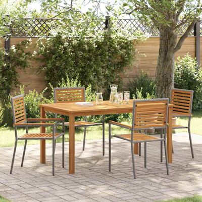 vidaXL Garten Essgruppe 5 pcs Grau Massivholz Akazie vidaXL Garten Essgruppe 5 pcs Grau Massivholz Akazie