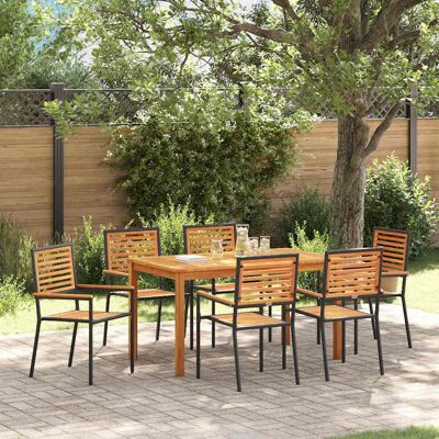 vidaXL Garten Essgruppe 7 pcs Schwarz Massivholz Akazie vidaXL Garten Essgruppe 7 pcs Schwarz Massivholz Akazie