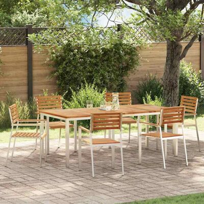 vidaXL Garten Essgruppe 7 pcs Massives Teakholz und Edelstahl vidaXL Garten Essgruppe 7 pcs Massives Teakholz und Edelstahl